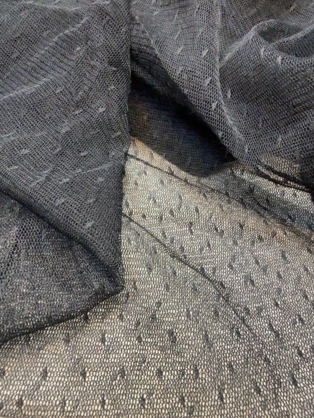 Black Stretch Swiss Dot Sheer Mesh Fabric 2 Yards 1 Ft x 55” Wide
